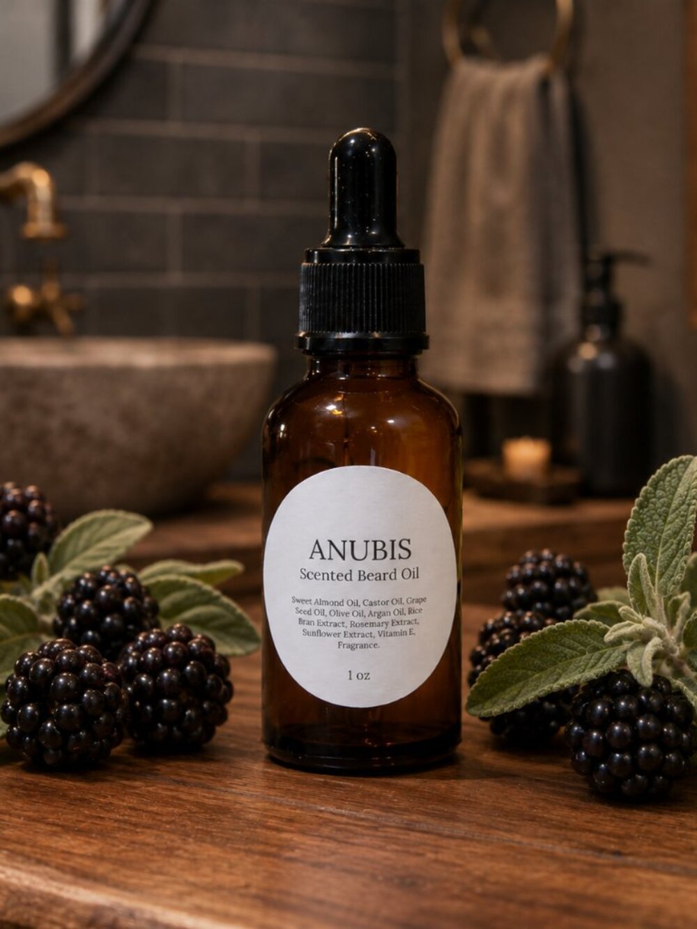 ANUBIS Blackberry & Sage Men's Scented Beard Oil.